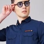 Over Size Shirt Men Light Blue Shirt - Image 4